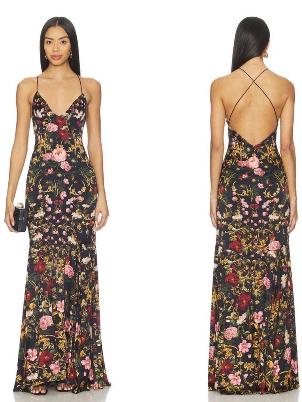 Alice + Olivia Milta Mermaid Slip Dress in Evermore Floral 0 - Picture 12 of 15